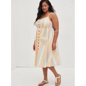 Torrid Midi Linen Button-Front Dress Size 2X/18-20‎